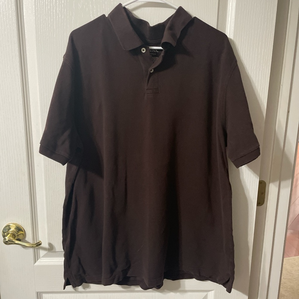 Merona Brown Polo Shirt Casual Cotton Blend